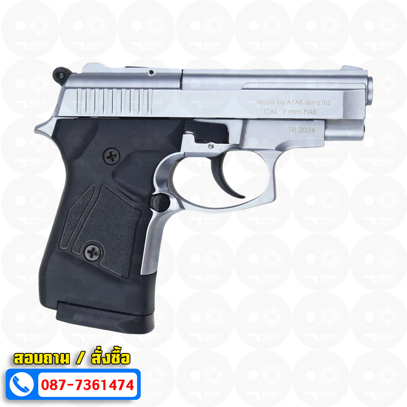 Blank GUN Zoraki mod 914 auto สีเงินด้าน แบลงค์กัน Semi Auto & Full Auto (แถมกล่องปืน)