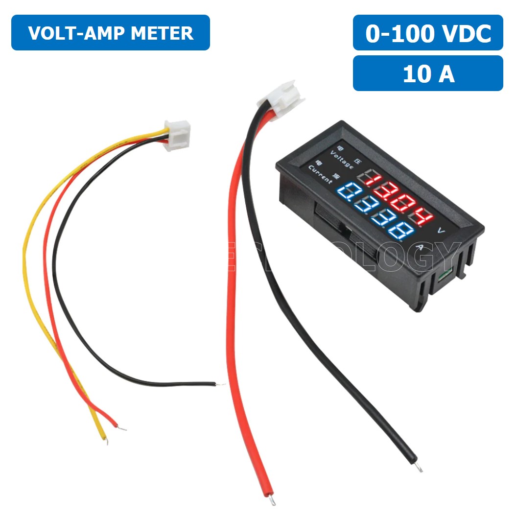 (1ชิ้น) M4430 DC 0-100V 10A เครื่องวัดแรงดัน และกระแสไฟฟ้า LED Voltmeter Current meter Ammeter Dual Digital Meter