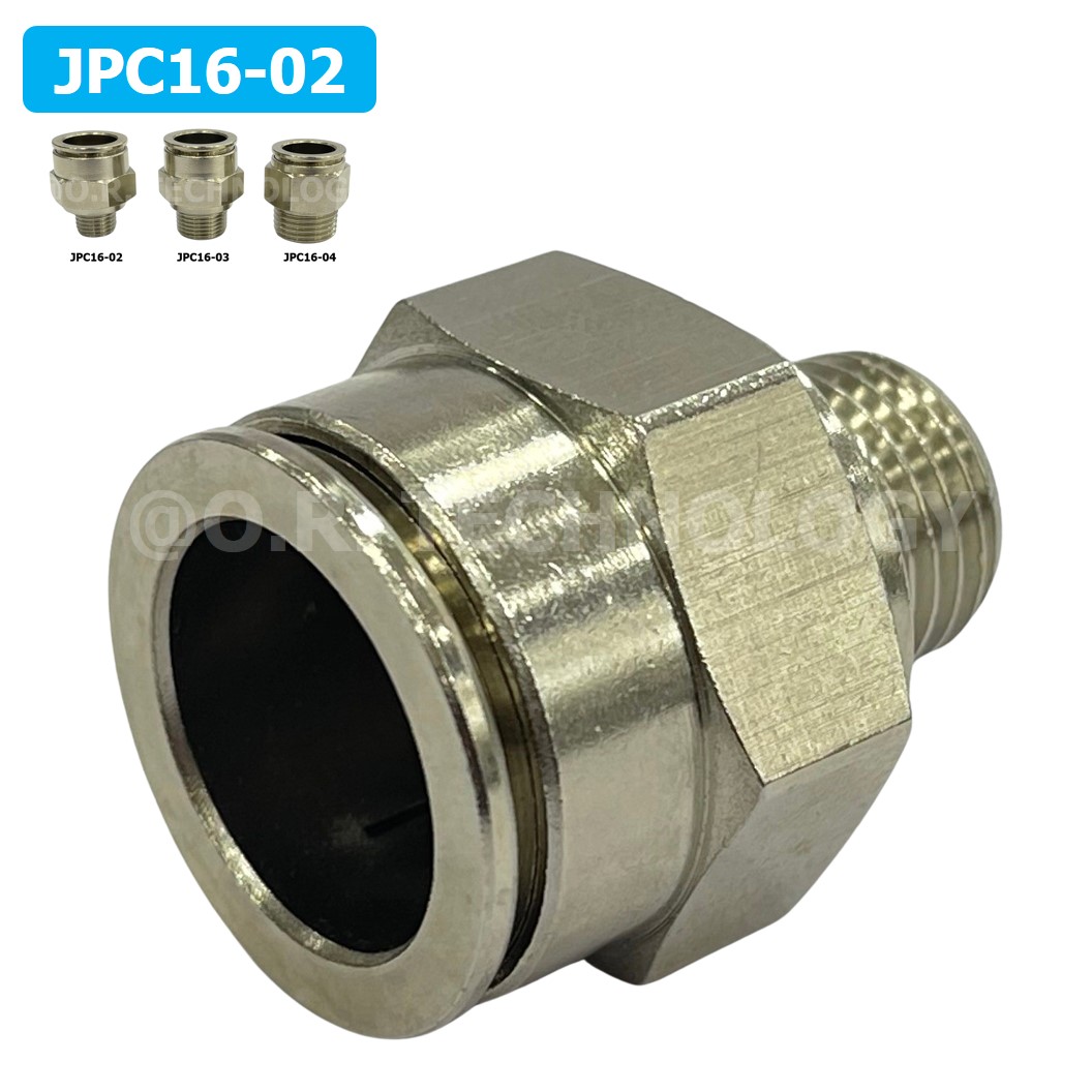(1ชิ้น) JPC16-02 ข้อต่อลมสแตนเลสเกลียวนอก ข้อต่อลมเกลียวนอก ข้อต่อลม สแตนเลส STAINLESS Male Thread Straight Quick Connector Fitting