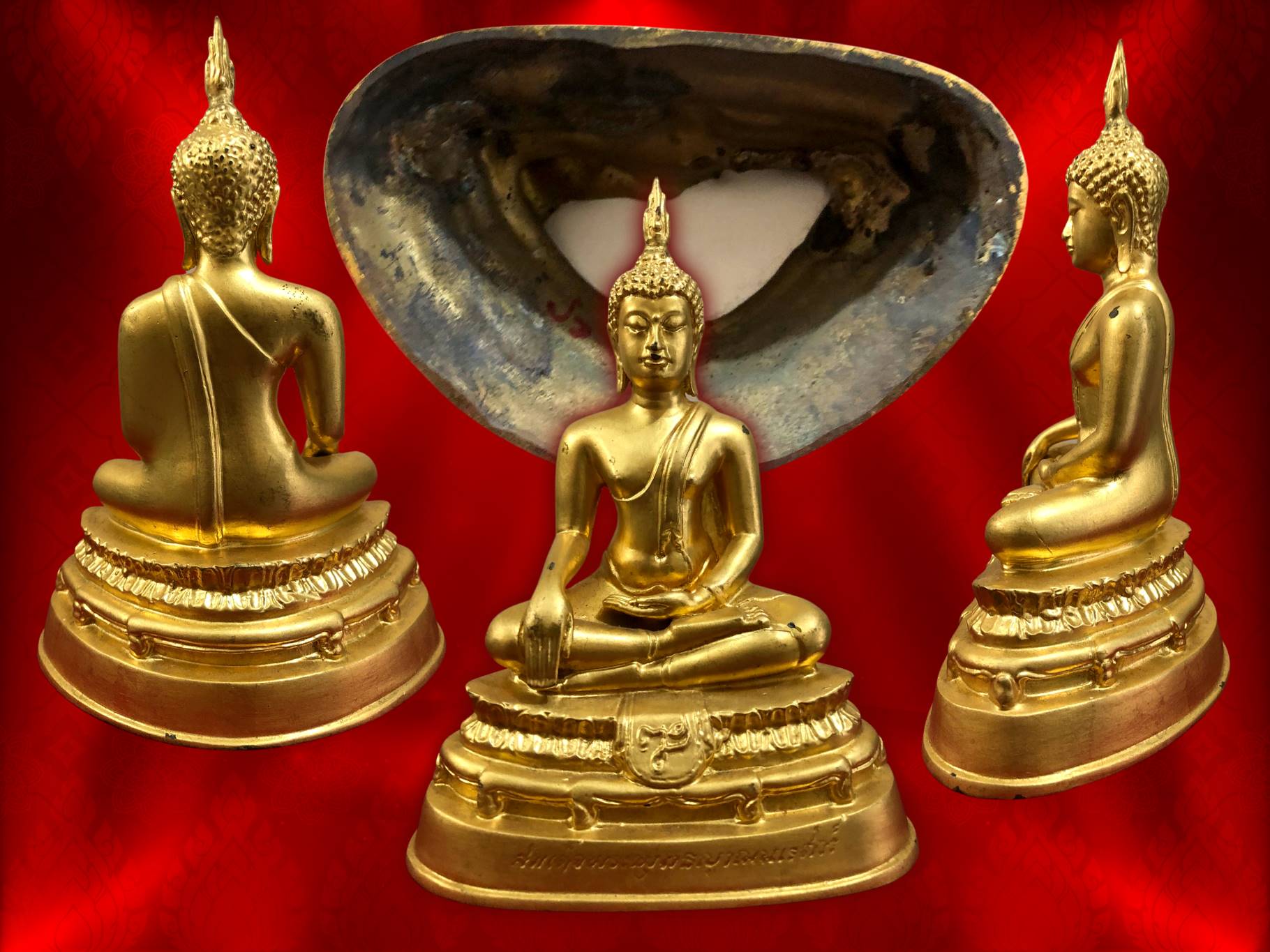 พระบูชาพุทธญาณนเรศวร์ วัดญาณสังวราราม ปี 2529 ขนาดหน้าตัก 3 นิ้ว เนื้อทองเหลืองปิดทอง งาม ๆ สุด ๆ ครับ.... หายากมากครับ