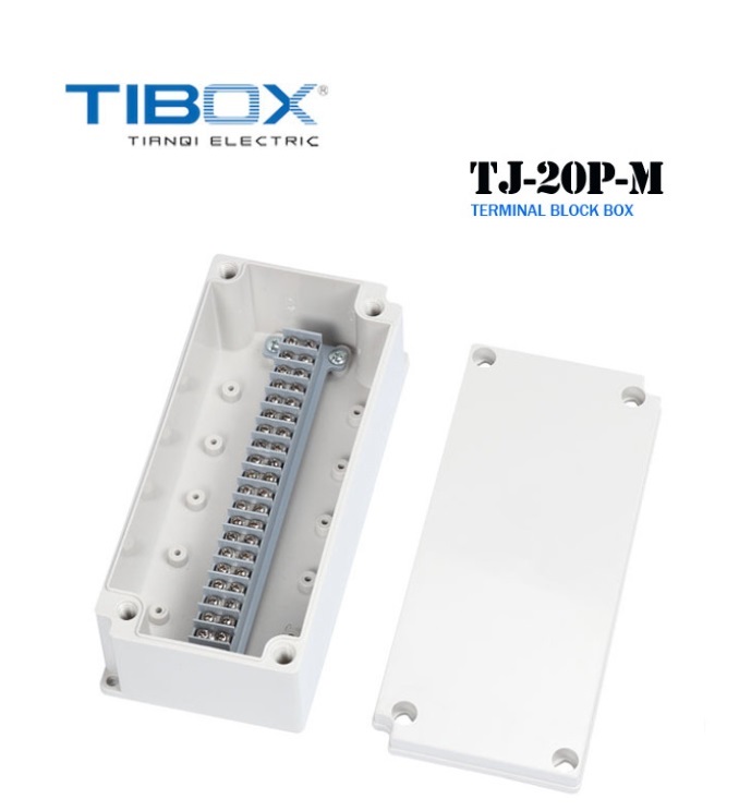 TIBOX TJ-30P-M กล่องเทอร์มินอลบล็อก (ABS Terminal Block Box IP66) 30Pole 10A Size : 200x200x95 mm.