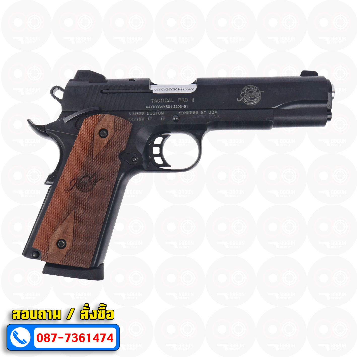 แบลงค์กัน KUZEY M1911 ลำกล้อง 5 นิ้ว KIMBER Blank Gun สีดำ ด้ามไม้