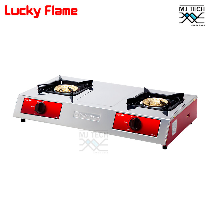 LUCKY FLAME เตาแก๊สตั้งโต๊ะ 2 หัว หัวเตาทองเหลือง รุ่น HQ-102