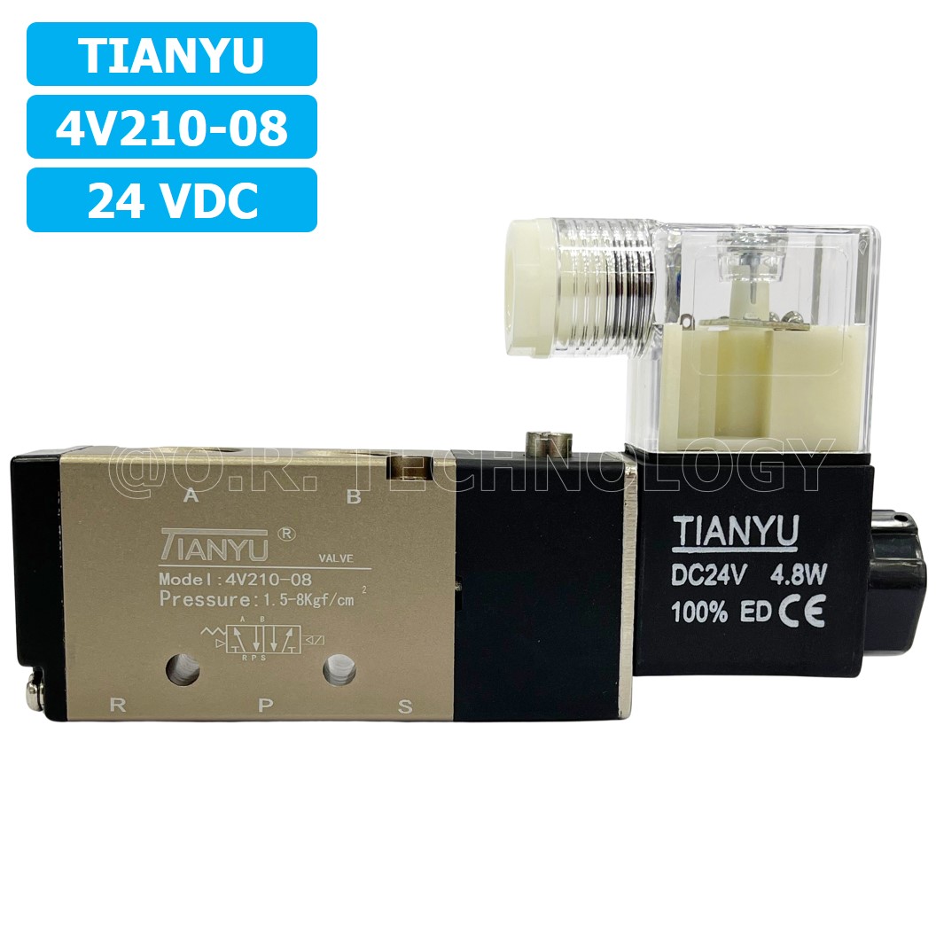 (1ชิ้น) 4V210-08 24VDC โซลินอยด์วาล์ว คอยล์ 1 ข้าง Single coil Solenoid Valve Pneumatic TIANYU โซลินอยด์วาล์วไฟฟ้า โซลินอยลม วาล์วลม กระบอกลม