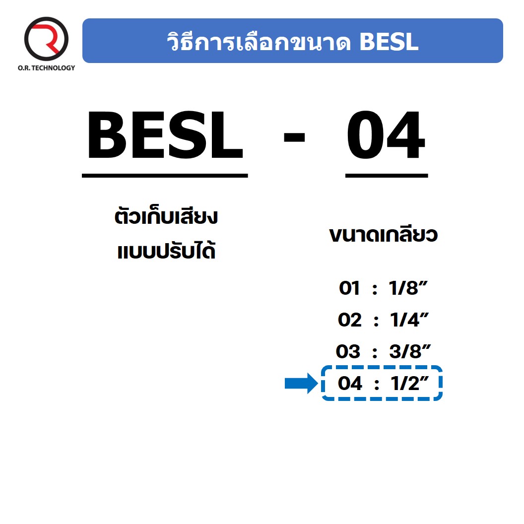(1ชิ้น) BESL-04 ตัวเก็บเสียง ทองเหลือง แบบปรับได้ ตัวลดเสียง ระบายลม ตัวเก็บเสียงทองเหลือง Brass Silencer BESL ข้อต่อลม ขนาดเกลียว 1/2"