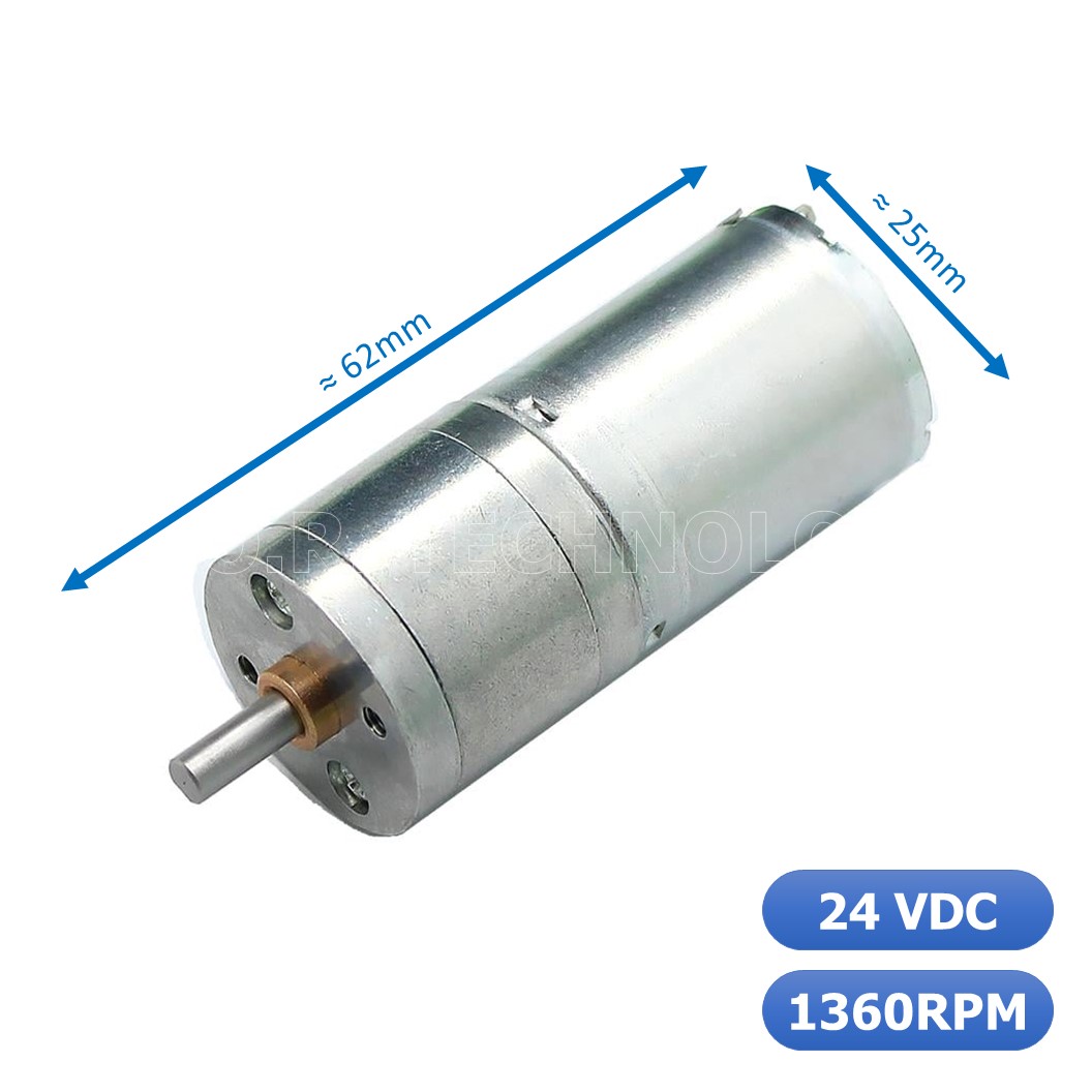 (1ชิ้น) JB374 มอเตอร์ มอเตอร์เกียร์ มอเตอร์อเนกประสงค์ 25GA-370 24VDC 1360RPM DC Gear Motor (Shaft D, 4mm)