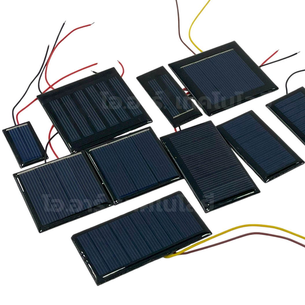 แผ่นโซล่าเซลล์ ขนาดเล็ก พร้อมสาย สำหรับงานประดิษฐ์ Mini Solar cell with cable DIY kit แผงโซล่าเซลล์ พลังงานแสงอาทิตย์ การทดลอง