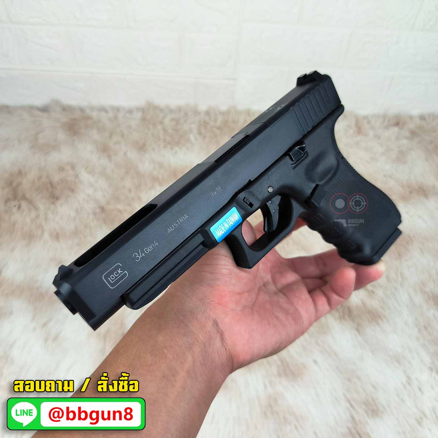 WE G34 Glock 34 Gen 4 MOS ดำ (แถมแผ่นเพลท RED DOT ศูนย์ปืนยกสูง เสริมด้าม)