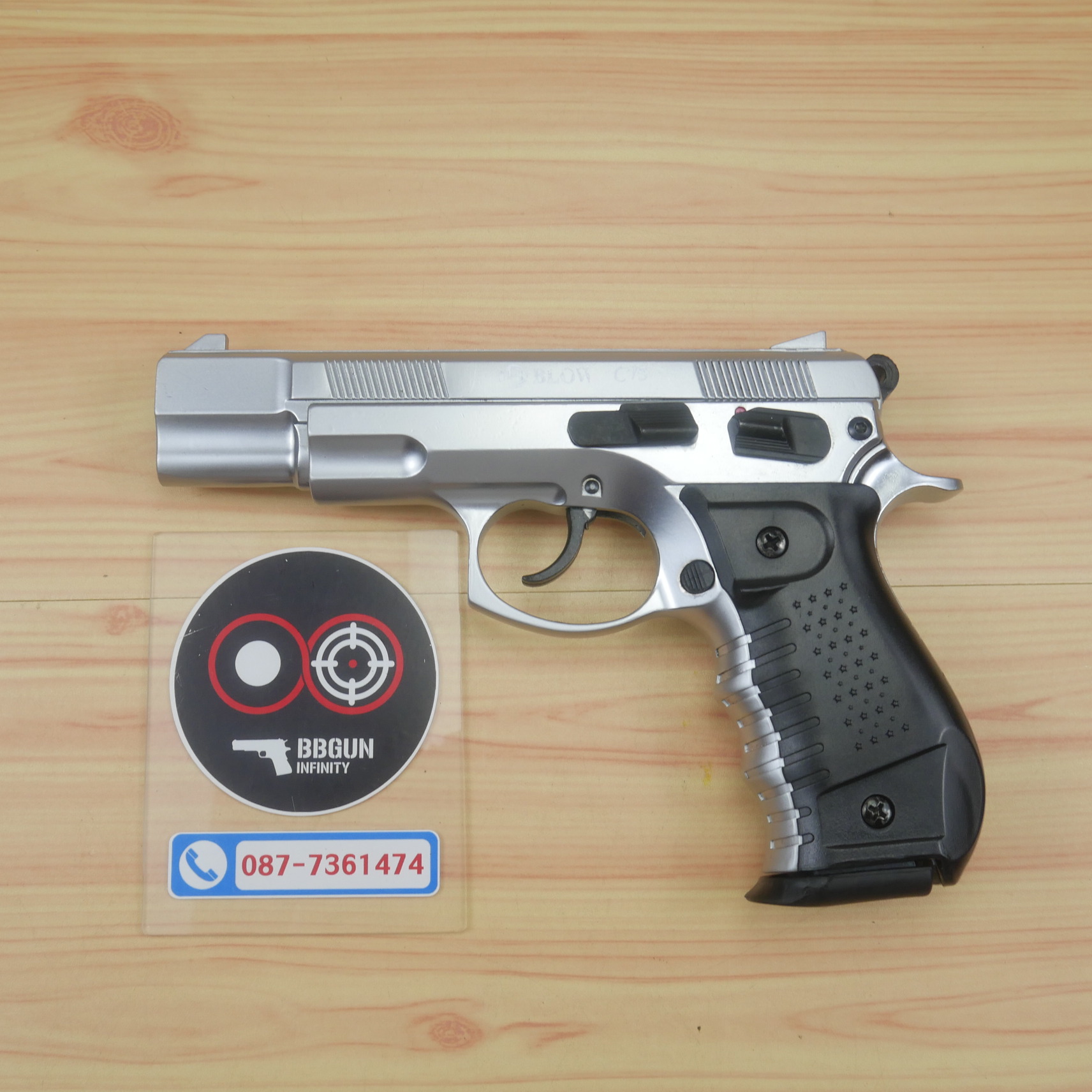 แบลงค์กัน BLOW CZ75 เงินด้าน MATTE CHROME Blank Gun ( 2 แม็กกาซีน + กล่องปืน )