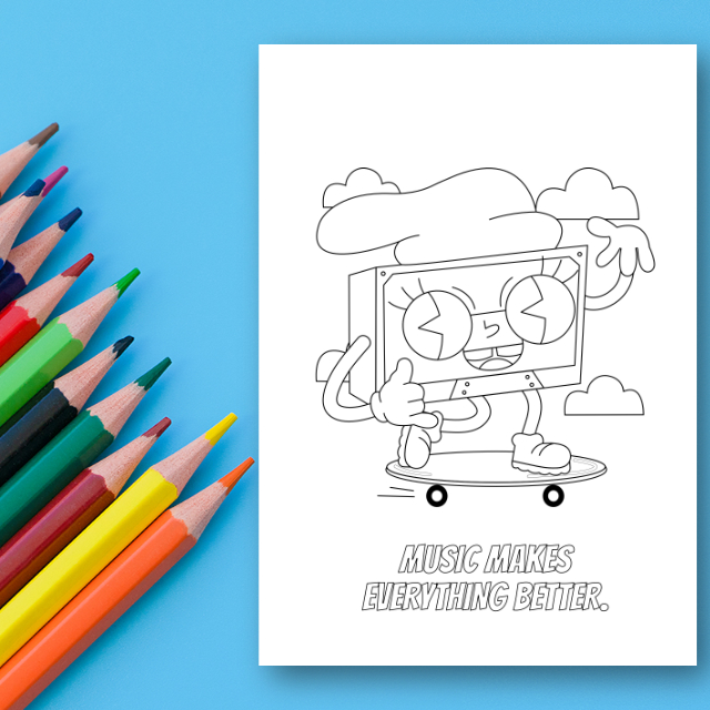 สมุดระบายสีตัวการ์ตูนสุดฮิตเพลง Hip Hop & Rock Music Coloring Book พร้อมคำคมสร้างแรงบันดาลใจ