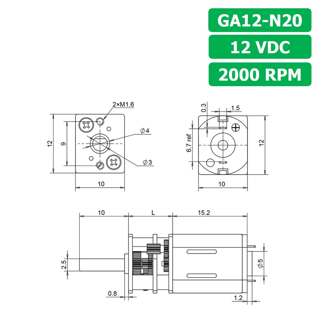 (1ชิ้น) JB293 มอเตอร์ มอเตอร์เกียร์ N20 12VDC 2000RPM Micro Gear Motor DC แกนขนาด 3mm D Shaft มอเตอร์ทดเฟือง GA12-N20 ไมโครมอเตอร์ มอเตอร์ขนาดเล็ก