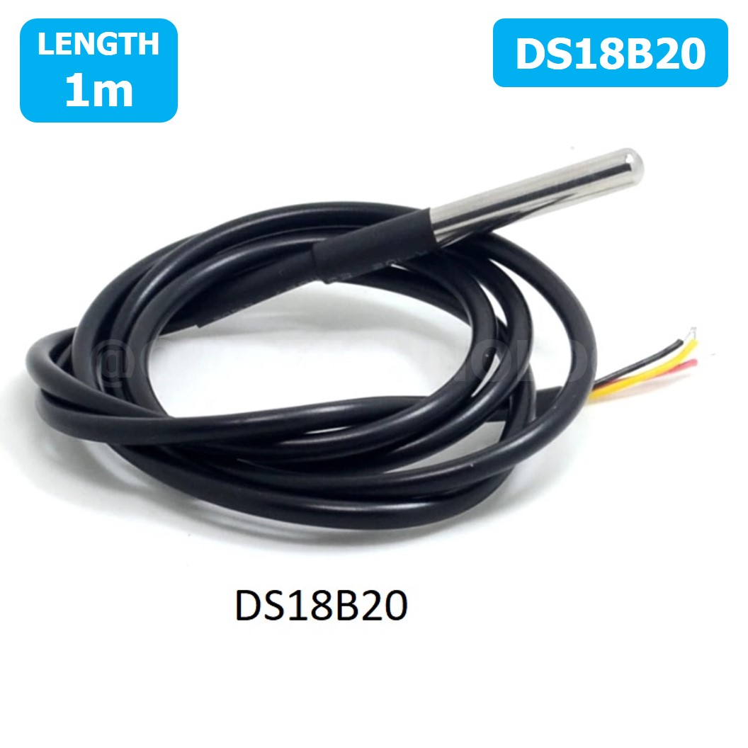 AB041 เซนเซอร์วัดอุณหภูมิ แบบกันน้ำ DS18B20 ยาว 1m IP67 Waterproof Digital Thermal Probe Temperature Sensor (-55°C to 125°C)