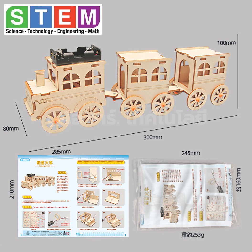T-M339 ชุดประกอบไม้ รถไฟ รถไฟฟ้า Electric Train Wooden Kit STEM Education ของเล่นเสริมทักษะ ของเล่นไม้