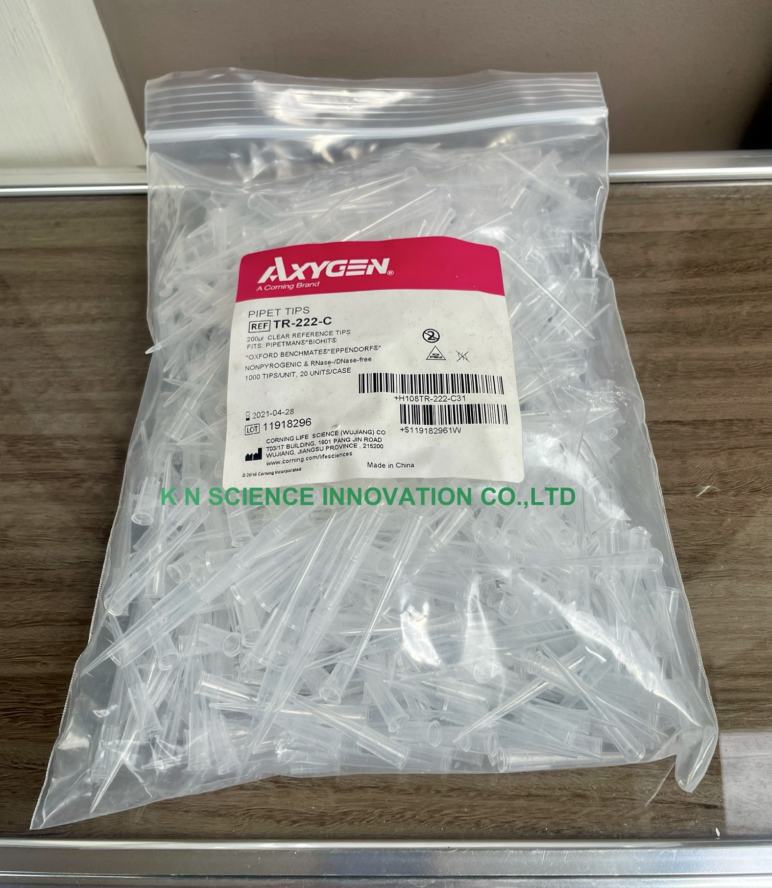 Pipette tips, 200 µL ,Beveled, Clear, Nonsterile, 1000 Tips/Pack ยี่ห้อ Axygen T-200-C