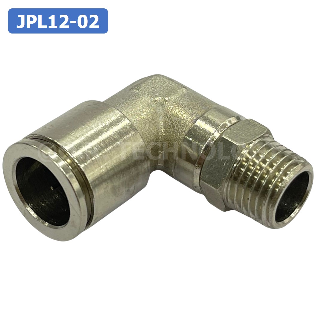 (1ชิ้น) JPL12-02 ข้อต่อลม เกลียวนอก งอ90° สแตนเลส STAINLESS Male Thread Elbow Pipe Quick Fittings Connector ข้อต่อลมสแตนเลส ข้องอ