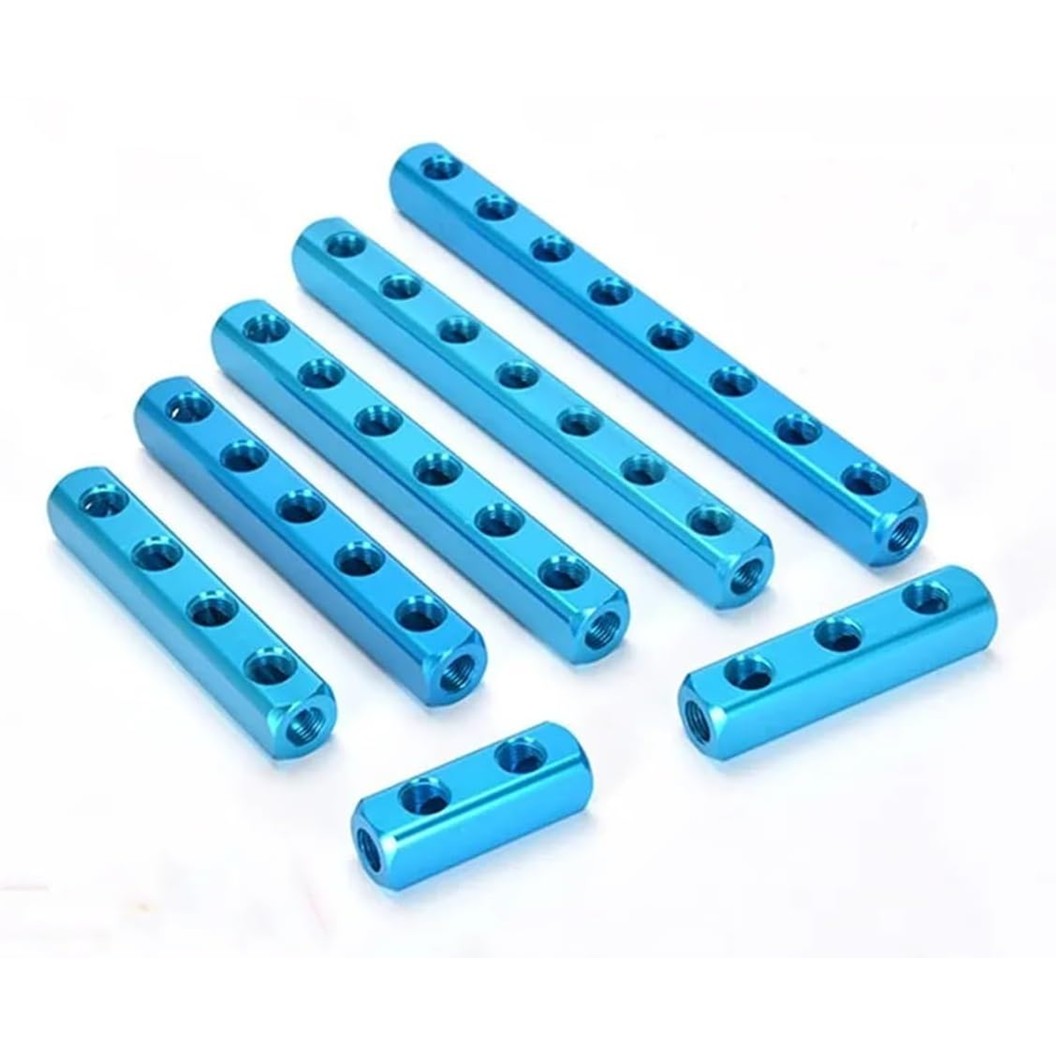 ตัวแยกท่อลม ขนาด 20X20 2F-15F เกลียว 1/4” 2-15ทาง 5-18พอร์ต Air Hose Manifold Block Splitter Base Socket Pneumatic ข้อต่อแยกท่อลม