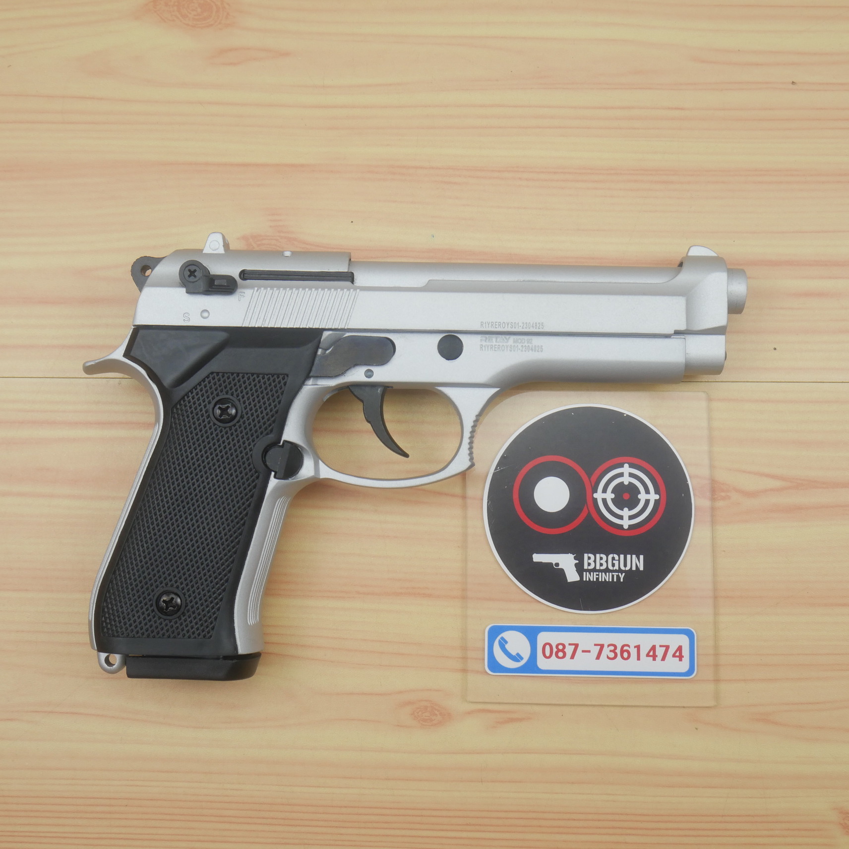แบลงค์กัน Retay MOD 92 สีเงินด้าน Chrome Blank Gun Beretta MOD 92 รีเท บาเร็ตต้า เอ็ม 92