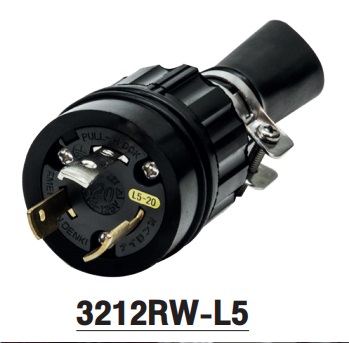 "AMERICAN DENKI"3212RW-L5 NEMA Waterproof 2-Pole 3-Wire Grounding 20A 125V (NEMA L5-20) Waterproof Plug IP65