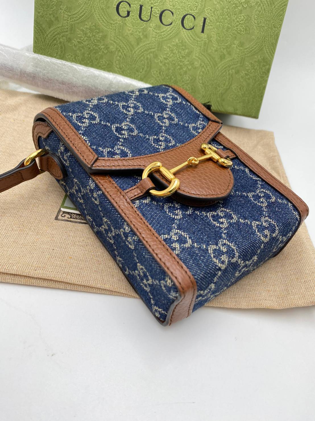 Gucci Horsebit 1955 Mini Bag Denim