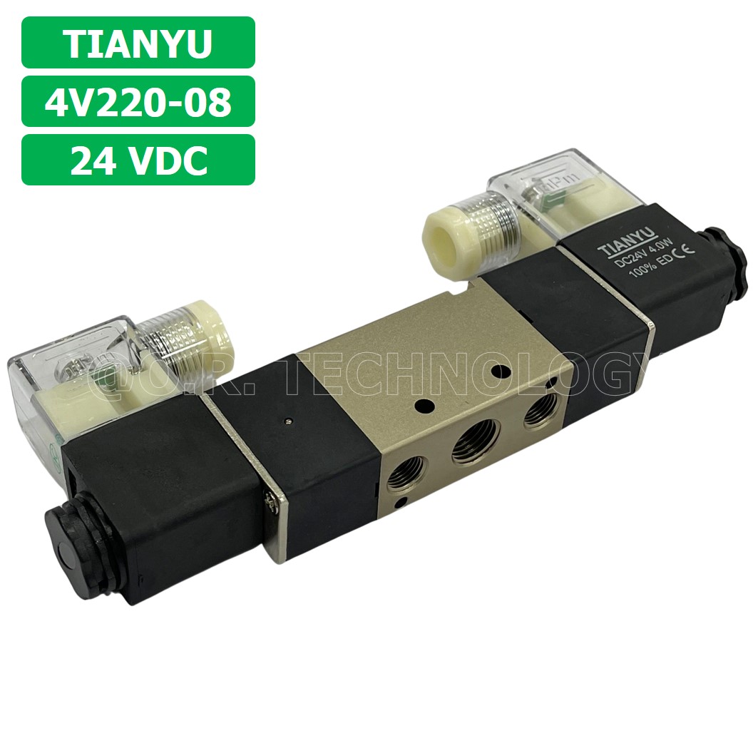 (1ชิ้น) 4V220-08 24VDC โซลินอยด์วาล์ว คอยล์ 2 ข้าง Double coil Solenoid Valve Pneumatic TIANYU โซลินอยด์วาล์วไฟฟ้า โซลินอยลม วาล์วลม กระบอกลม