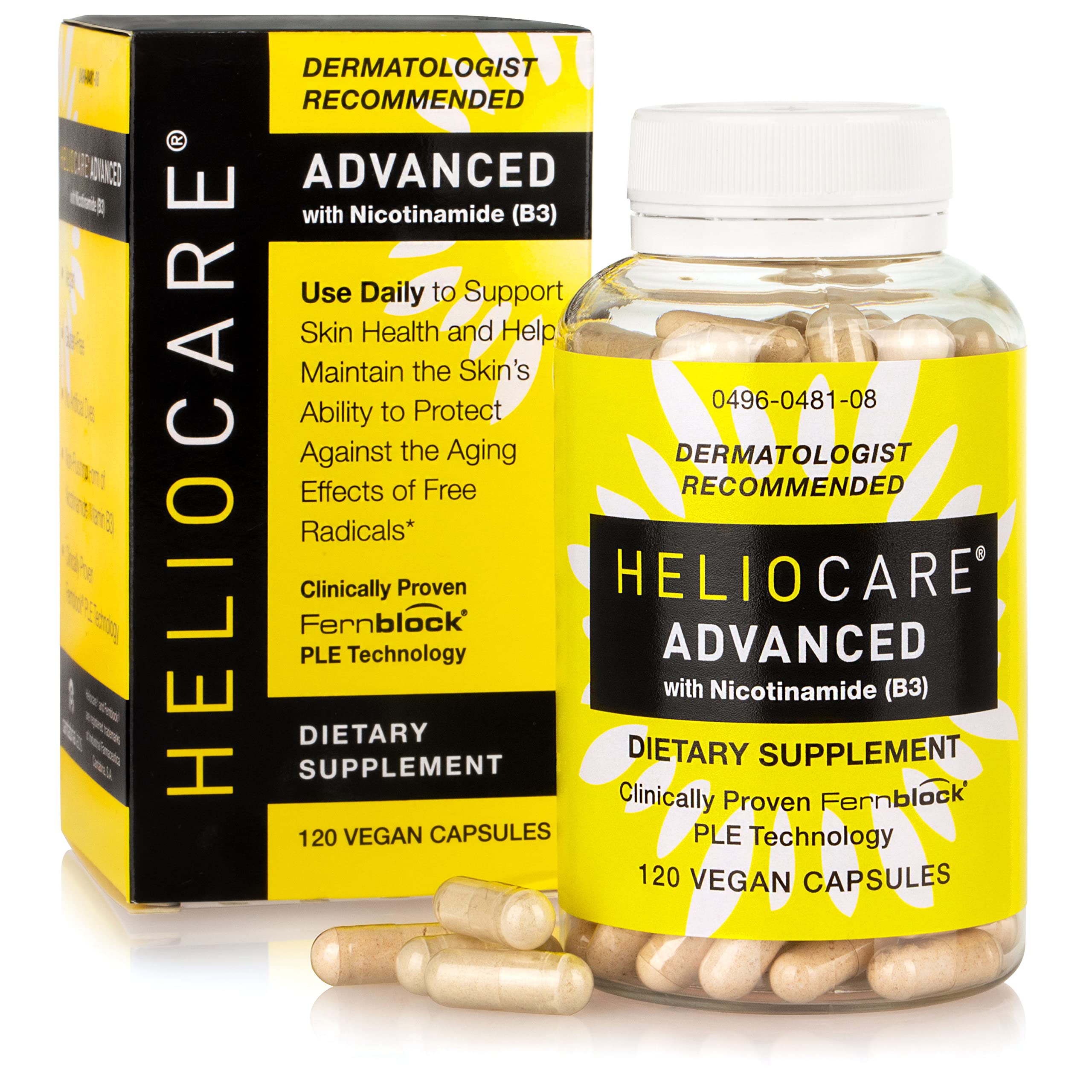 120 เม็ด ขวดใหญ่สุดคุ้ม Heliocare Advanced with Niacinamide + Fern block PLE Technology วิตามินกันแดด บำรุงผิวจากอเมริกา