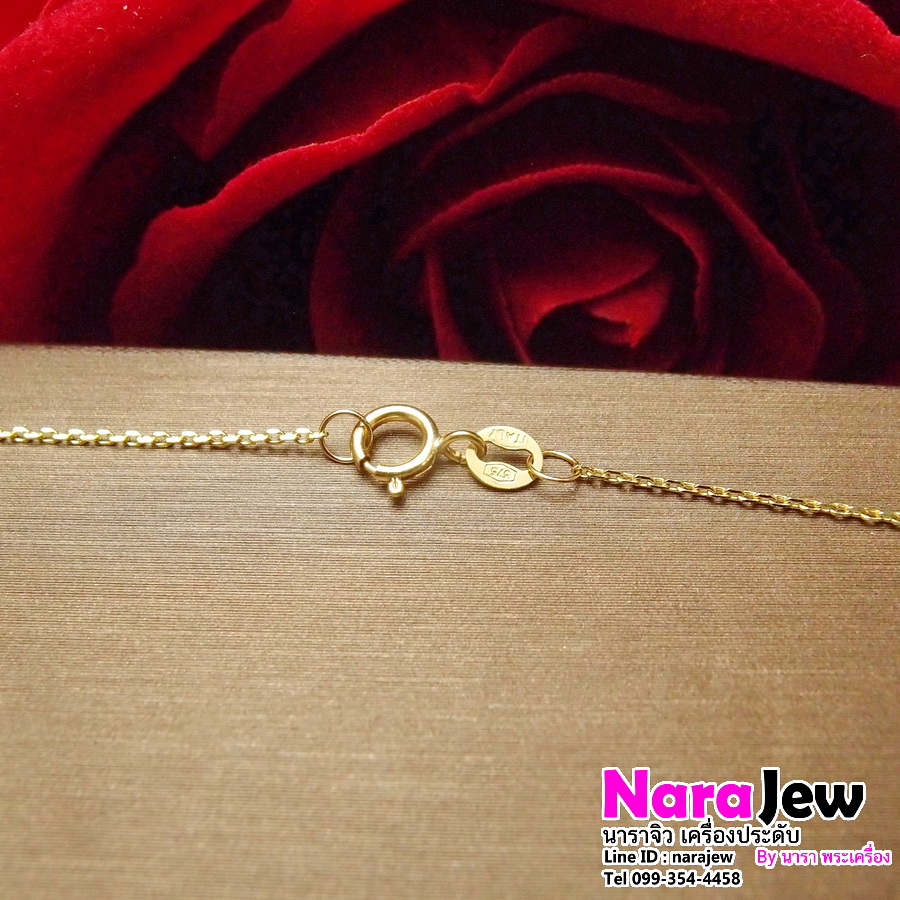 จี้ พลอยแท้ 4 สี พร้อมสร้อยคอทองแท้ งานนอกอิตาลี ความยาวสร้อยคอ 18 นิ้ว