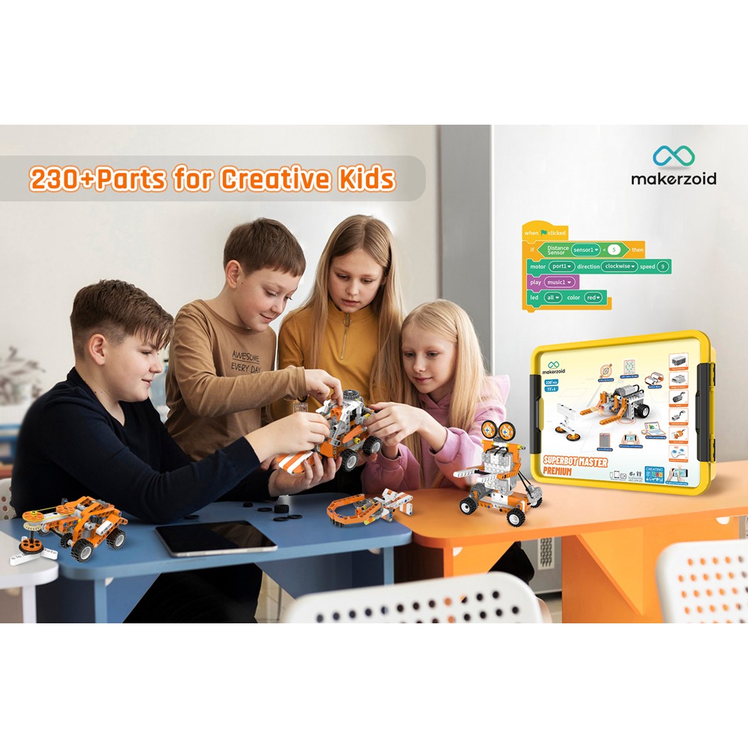 Makerzoid MKZ-SPB-MS SUPERBOT MASTER PREMIUM STEAM Programmable Robot Kit ชุดเรียนรู้ ตัวต่อ เสริมทักษะ หุ่นยนต์ โรบอท Coding kit ส่งเสริมการเรียนรู้