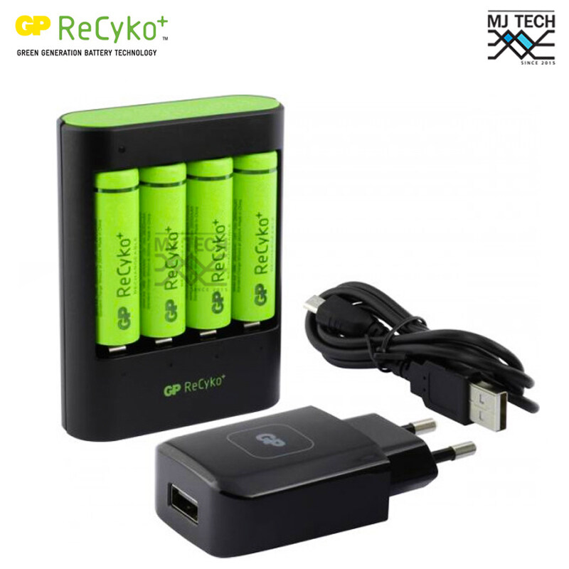 แท่นชาร์จ GP USB RAPID CHARGER U421 พร้อมถ่านชาร์จ GP ReCyko+ ขนาด AA 2700mAh (4 ก้อน) รุ่น GPRHOU421053 (ชาร์จเร็ว)