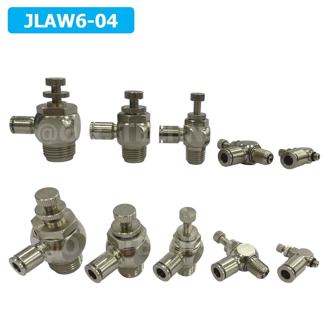 (1ชิ้น) JLAW6-04 ข้อต่อลมสแตนเลส ข้อต่อปรับลม งอ STAINLESS Air Flow Speed Controller ควบคุมความเร็วลม Speed Control valve JLAW JSL