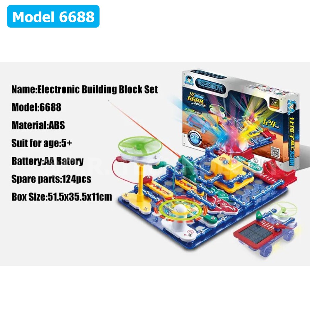 (Model 6688) ชุดเรียนรู้ วงจรไฟฟ้าเบื้องต้น 124pcs Electronic Building Blocks 6688 ชุดส่งเสริมการเรียนรู้ วงจรอิเล็กทรอนิกส์ Learning kit