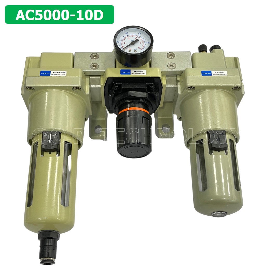 (1ชิ้น) AC5000-10D ชุดกรองลมแบบ 3 ตอน Auto Drain FRL 3 Unit Air Filter, Regulator & Lubricator TIANYU AC (AF+AR+AL) แบบระบายน้ำอัตโนมัติ