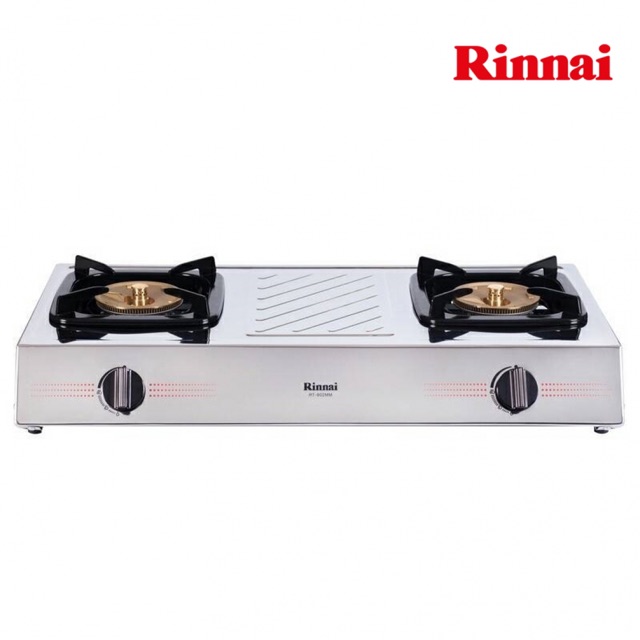 RINNAI เตาแก๊สตั้งโต๊ะ 2 หัวเตา MEGA หน้าเตาสแตนเลส รุ่น RT-902MM (เลือกชนิดหัวปรับได้)