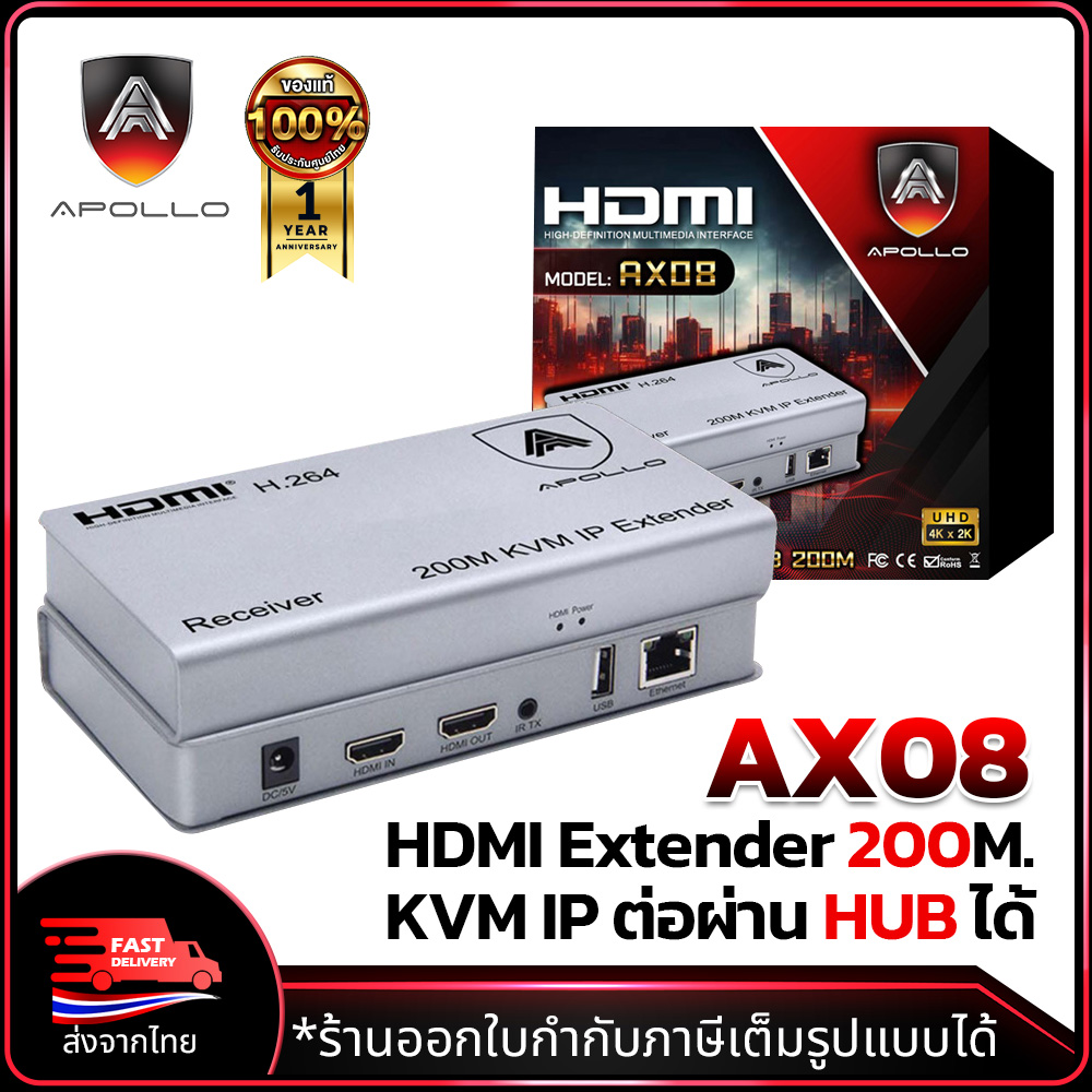 Apollo HDMI Extender รุ่น AX08 1080P 200m
