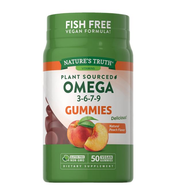 Nature's Truth OMEGA 3-6-7-9 Gummies รสพีชธรรมชาติ แบบเคี้ยว 50 กัมมี่ โอเมก้า รสชาติอร่อย ทานง่าย จากอเมริกา