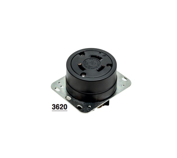 AMERICAN DENKI 3620 3-Pole 3-Wire 60A 250V Receptacle