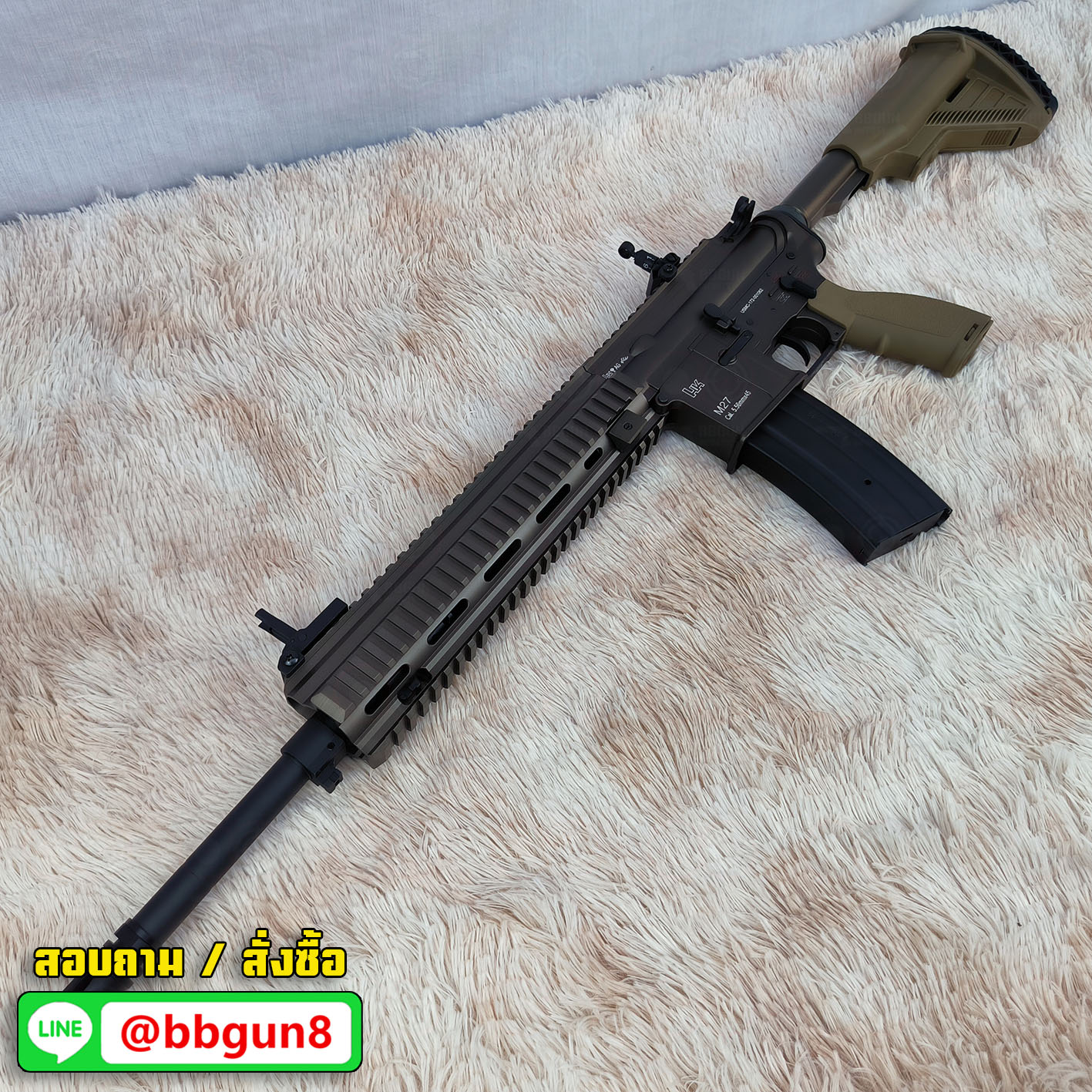 บีบีกันไฟฟ้า E&C 103 S2 HK M27 IAR สีทราย บอดี้โลหะ JR.Custom Gen 2 BB GUN