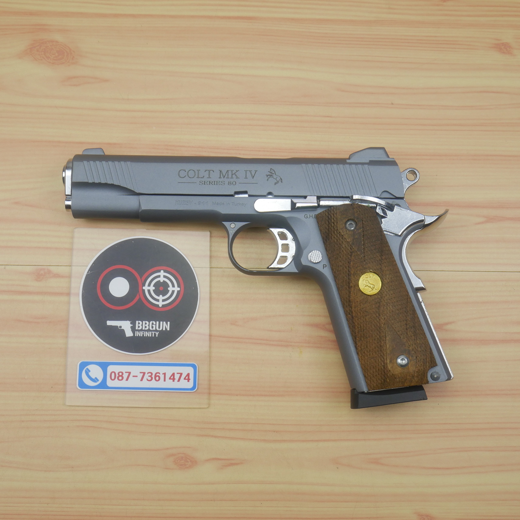 Blank Gun KUZEY M1911 COLT MK IV SERIES 80 Smoke ลำกล้อง 5 นิ้ว สโมค แบลงค์กัน ด้ามไม้