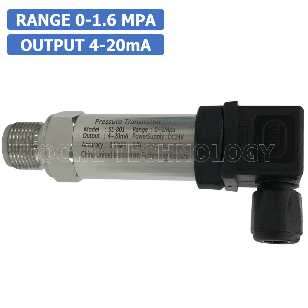 (1ชิ้น) SL-801 1.6MPA เครื่องแปลงสัญญาณแรงดัน เครื่องส่งสัญญาณแรงดัน Pressure Transmitter 24VDC (Output 4-20mA)