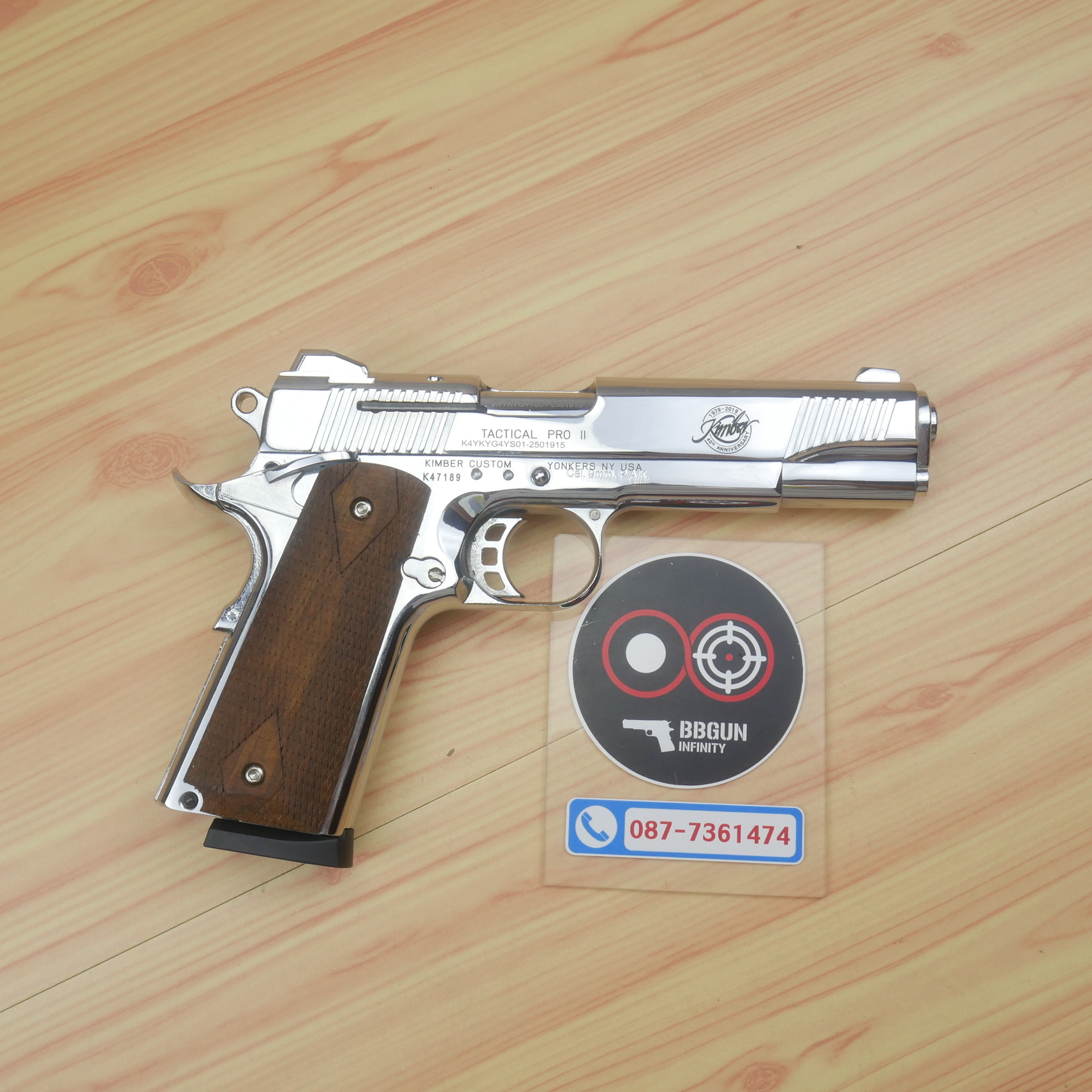 แบลงค์กัน KUZEY M1911 KIMBER ลำกล้อง 5 นิ้ว blank gun สีเงินเงา