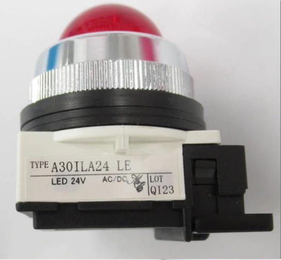MARUYASU A22ILT100R ไพล็อตแลมป์หัวกลมสีแดง หัวโดม 22 มม. LED 110V,220V,400 V