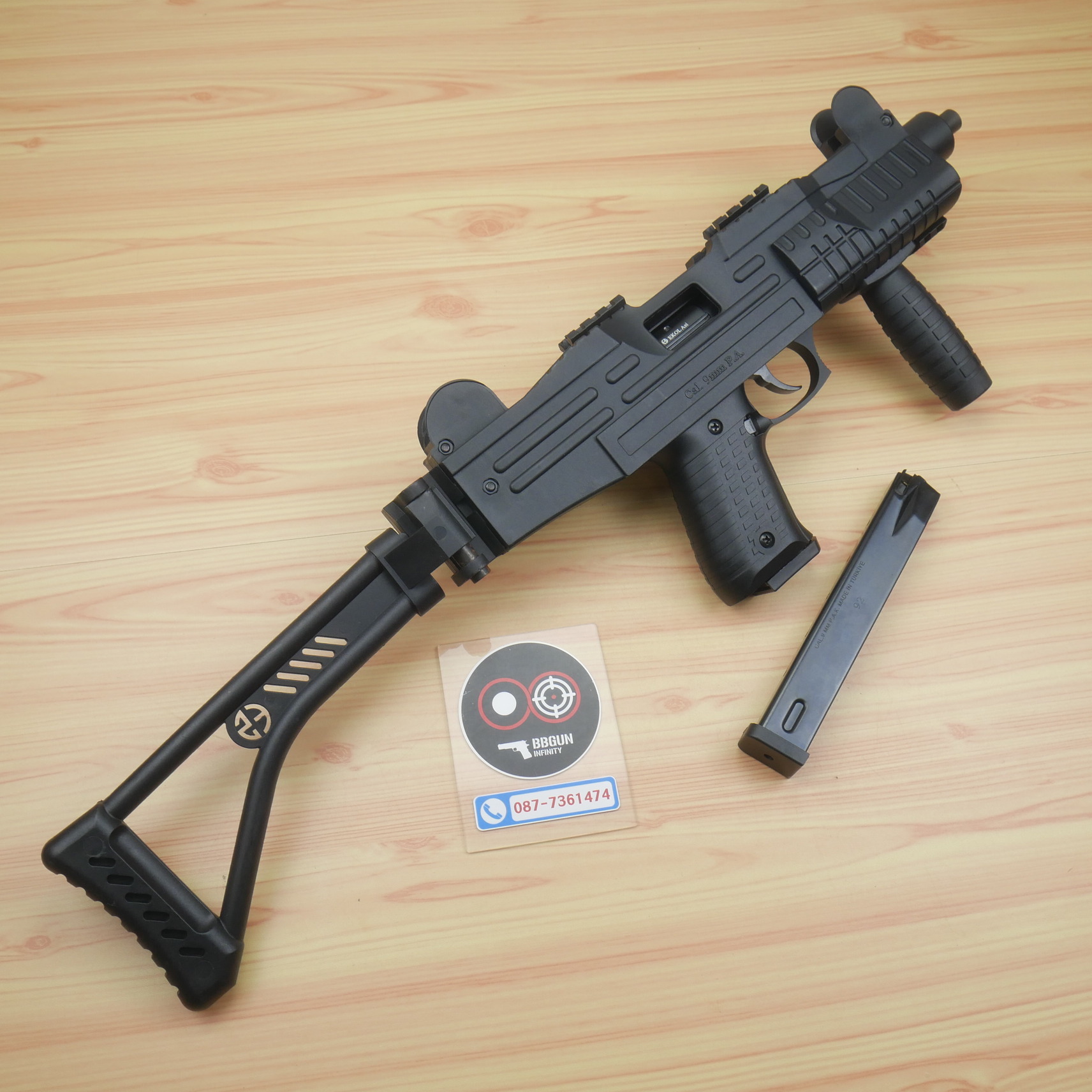 แบลงค์กัน อูซี่ EKOL ASI UZI Semi - Full Auto 9 mm. P.A.K. Blank gun สีดำ (แถม 2 แม็กกาซีน)