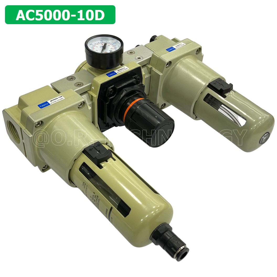 (1ชิ้น) AC5000-10D ชุดกรองลมแบบ 3 ตอน Auto Drain FRL 3 Unit Air Filter, Regulator & Lubricator TIANYU AC (AF+AR+AL) แบบระบายน้ำอัตโนมัติ