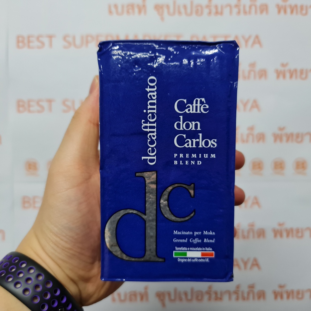 ดอน คาร์ลอส กาแฟแท้ คั่วบด สกัดกาเฟอีนออก 250 กรัม Don Carlos Ground Roasted Coffee Decaffeinated 250 g.