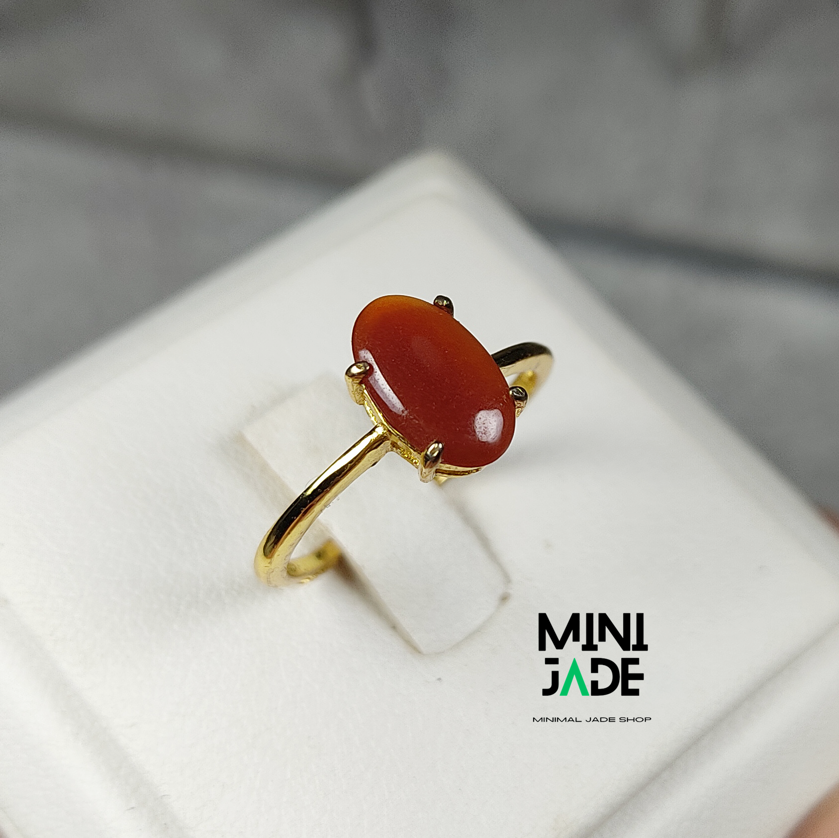 แหวนหยกแดงพม่า RED JADE