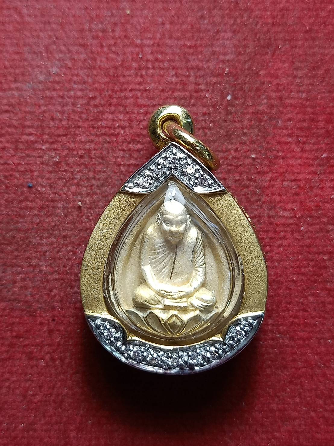 รูปเหมือนใบโพธิ์เนื้อเงินสามกษัตริย์ สมเด็จพระญาณสังวร รุ่น ธรรมรักษ์ พิมพ์เล็ก (SKU-10241)