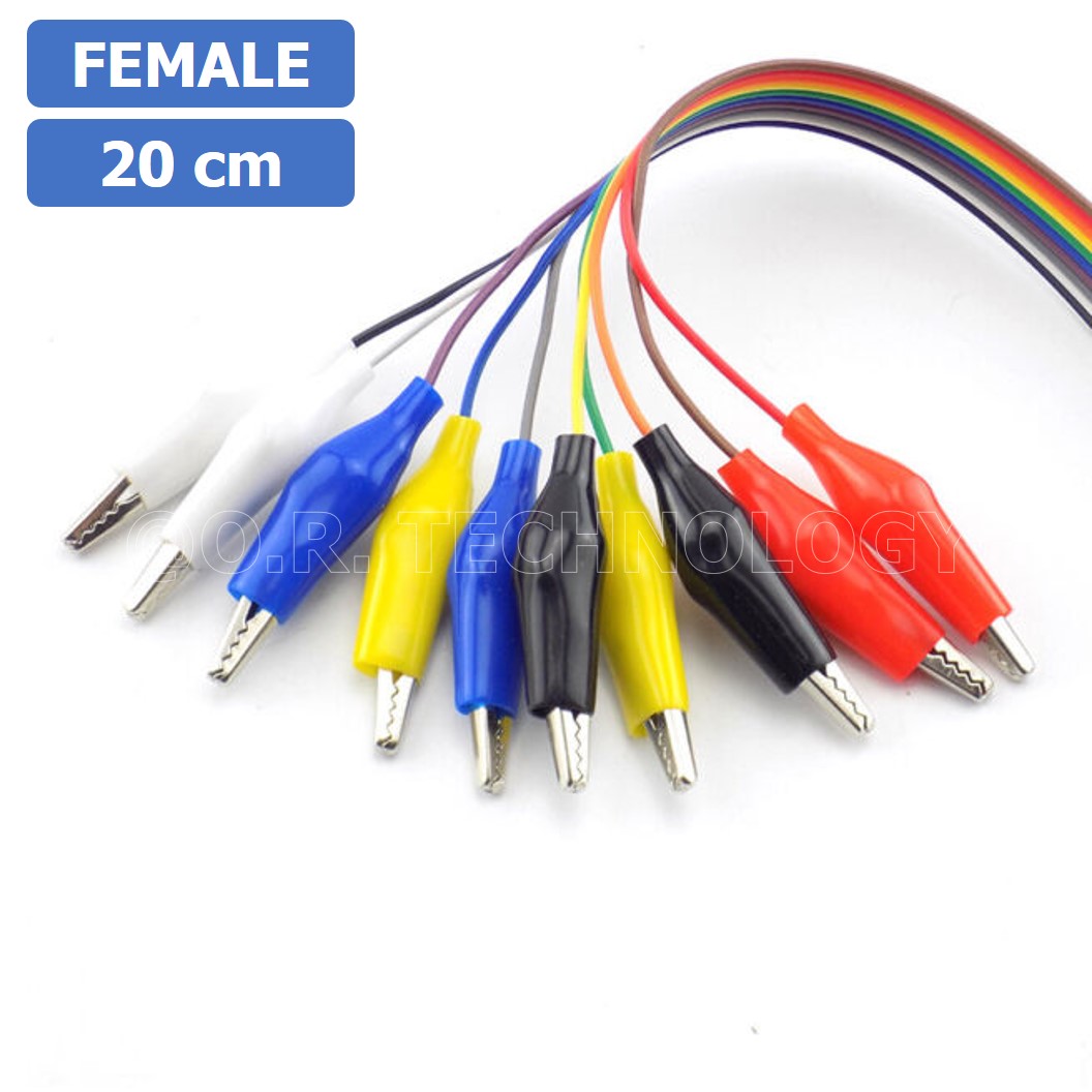(1ชิ้น) AF019 สายแพ-ปากคีบ ตัวเมีย ความยาว 20cm 10Pin Alligator Clip to Dupont Line Female สายจั๊มเปอร์ Jumper