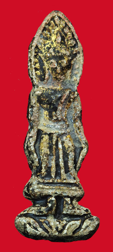 *35160 พระเชียงแสน พิมพ์เปิดโลก เชียงราย เนื้่อชินตะกั่วสนิมแดง ดูง่าย 13