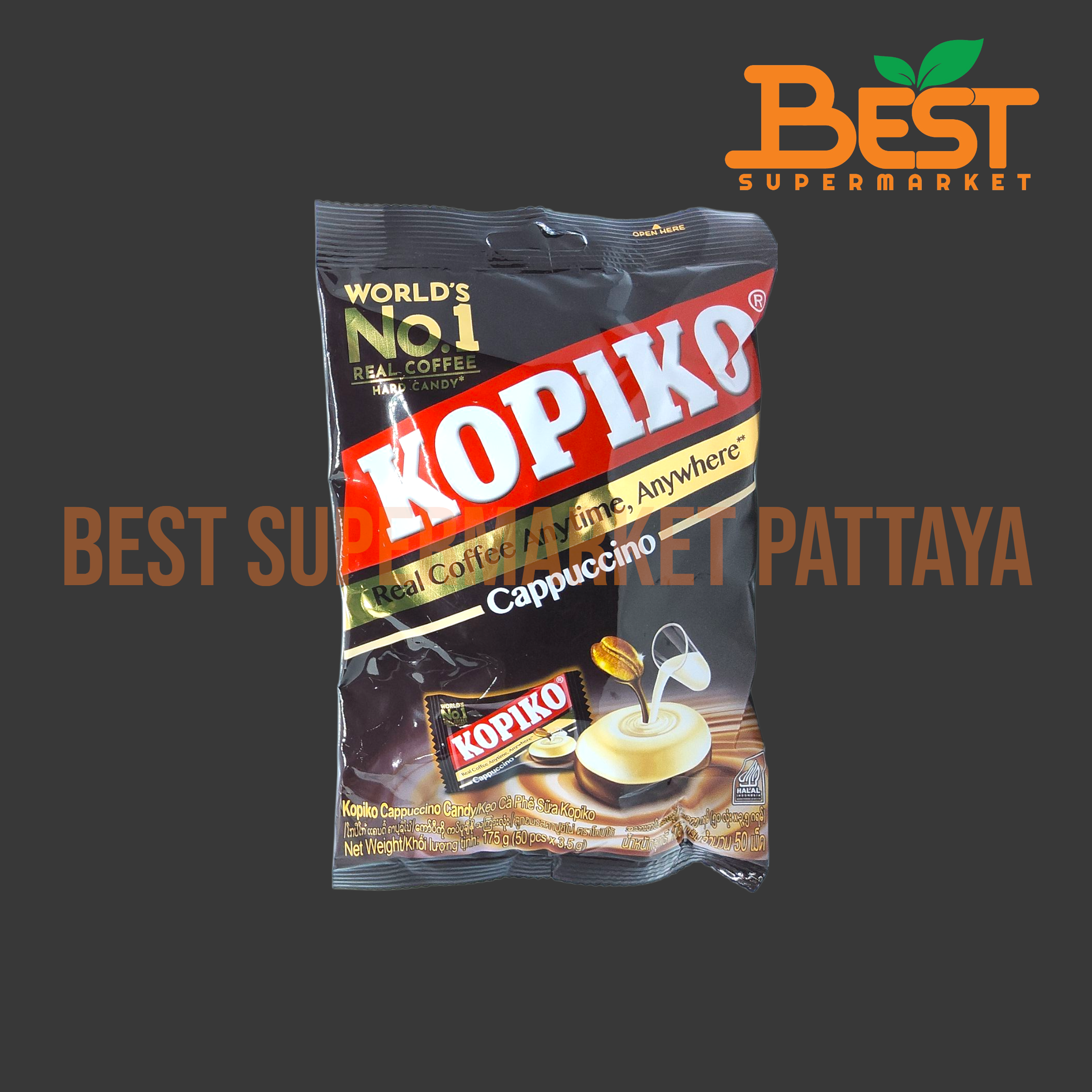 โกปิโก้ ลูกอมรสคาปูชิโน่ 50เม็ด 175 กรัม.Kopiko Cappuccino 50 pieces 175g.