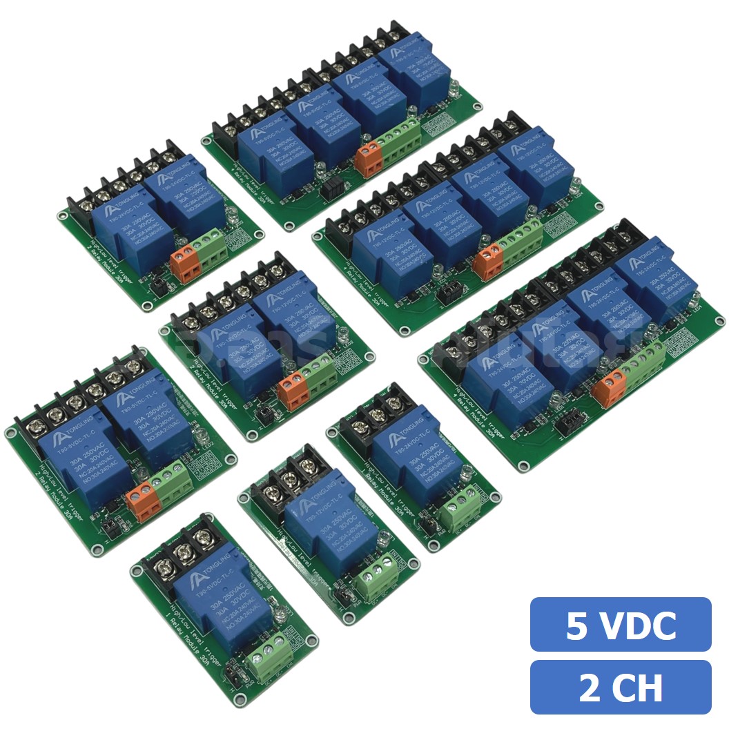 CM024 โมดูลรีเลย์ 2ช่อง 5VDC 30A 2 Channel Relay DC5V 30A แบบ Active Low/High รีเลย์ isolation Relay Module ทนกระแสสูง