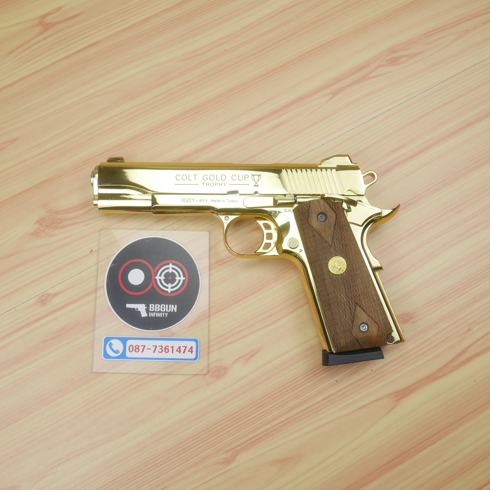 แบลงค์กัน KUZEY M1911 Colt Gold Cup ลำกล้อง 5 นิ้ว สีทอง blank gun
